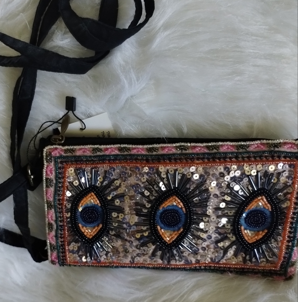 Bamboo Traders Black and Blue Clutch with Eye Design